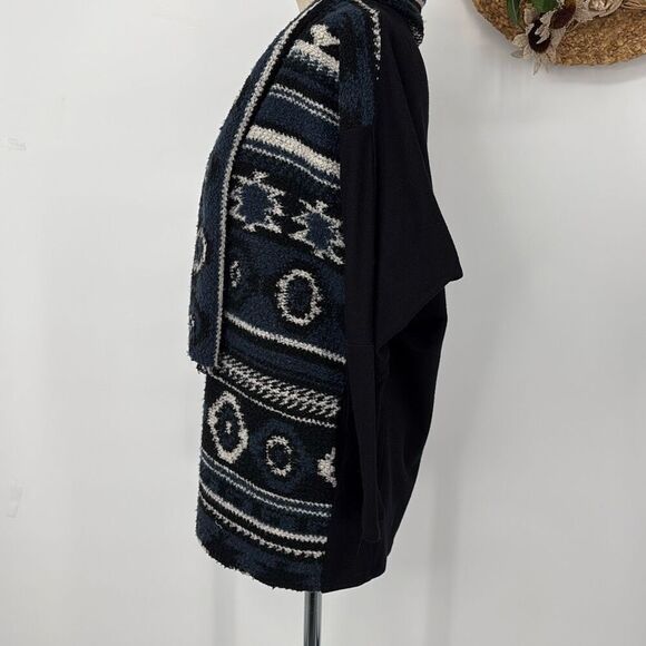 Anthropologie Dolan blue and black southwestern knit open front Aztec cardigan j - Picture 3 of 14